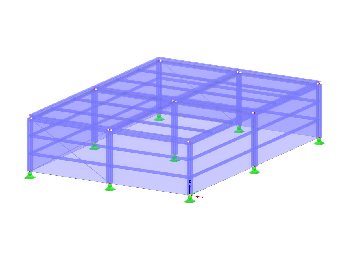 Steel member and surface structure analyzed using blast time-history principles from AISC Design Guide 26.
