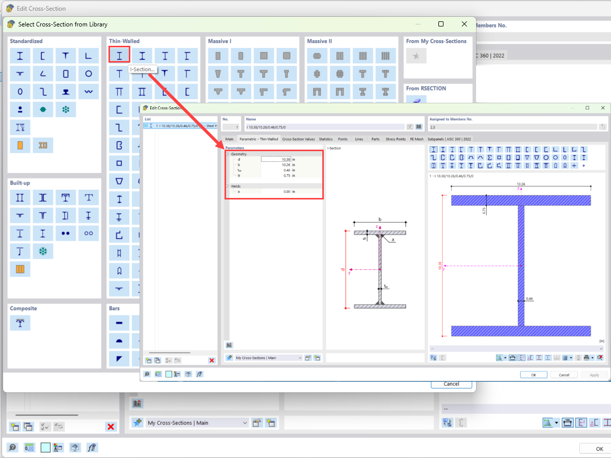 W10X66 User-Defined Cross-Section