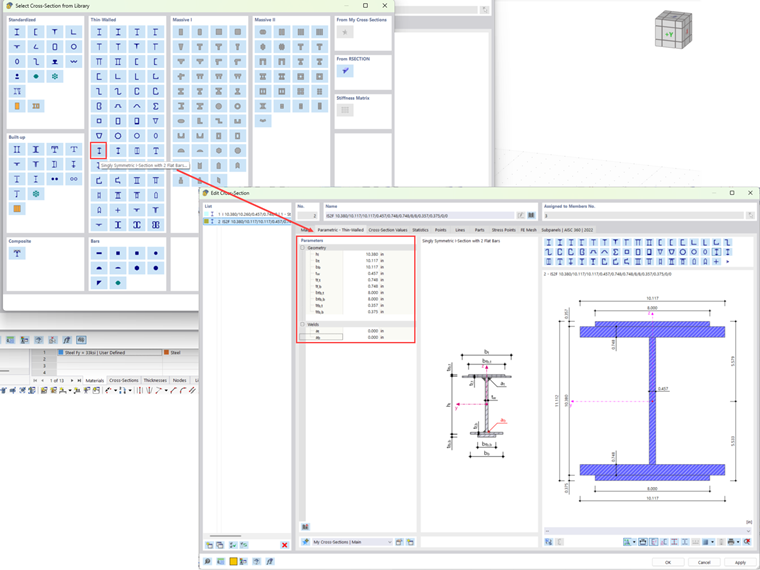 User-Defined Cross-Section of Reinforced W10X66 Column