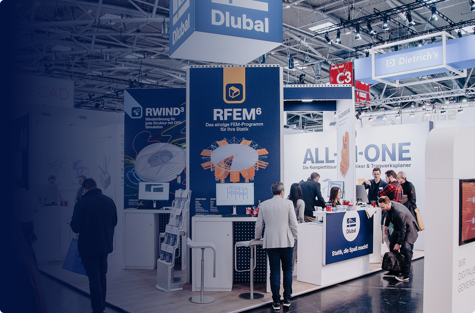 Plan overview of the exhibition stands at digitalBAU 2026 with stand numbers and layout.