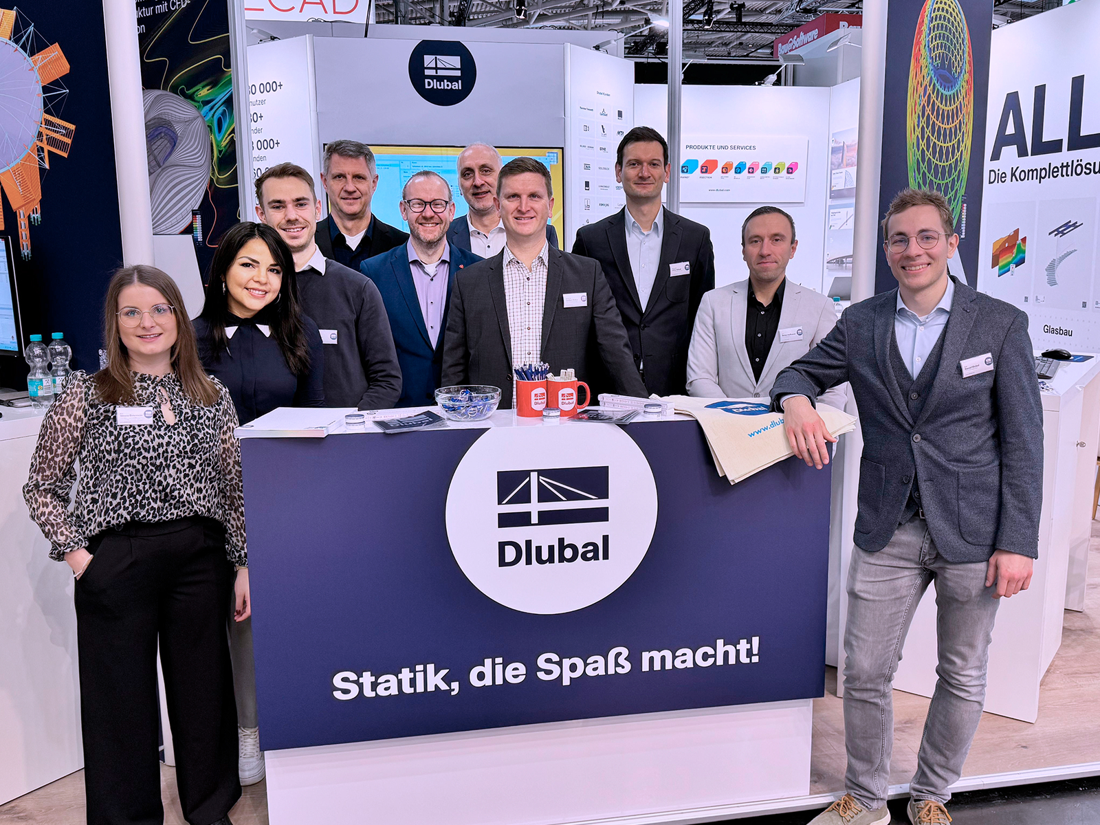 Illustration of an exhibition booth at digitalBAU 2026, showcasing future construction innovations.