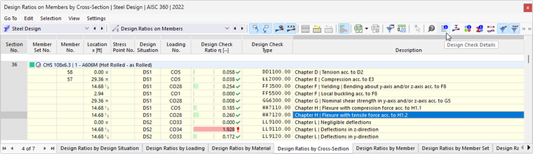 Button "Design Check Details" in Table Toolbar