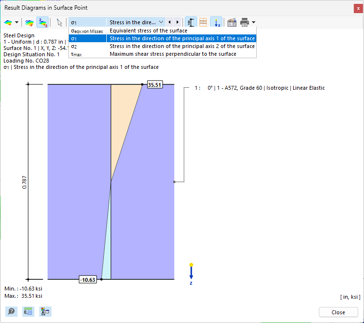 Selecting Result Type for Stress Distribution