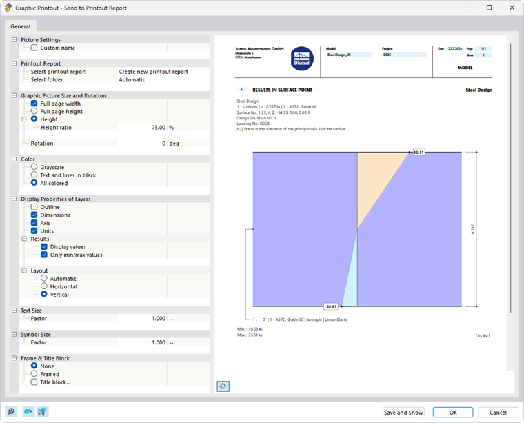 Printing Stress Distribution in Printout Report