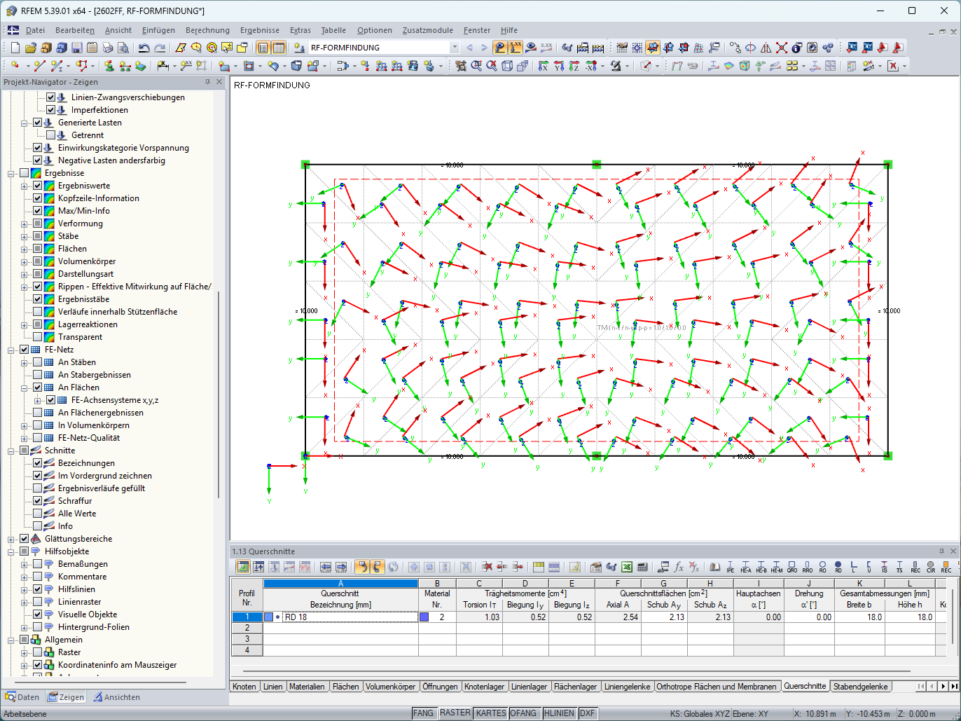 The image shows the axis alignment of the FE mesh