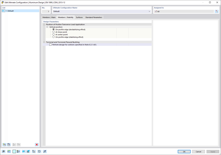 Dialog Box "Edit Ultimate Configuration", Tab "Members | Stability"