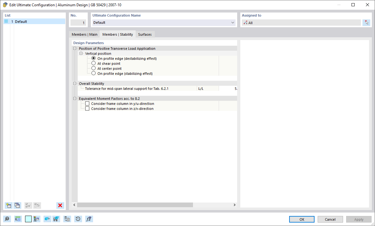 Dialog Box "Edit Ultimate Configuration", Tab "Members | Stability"