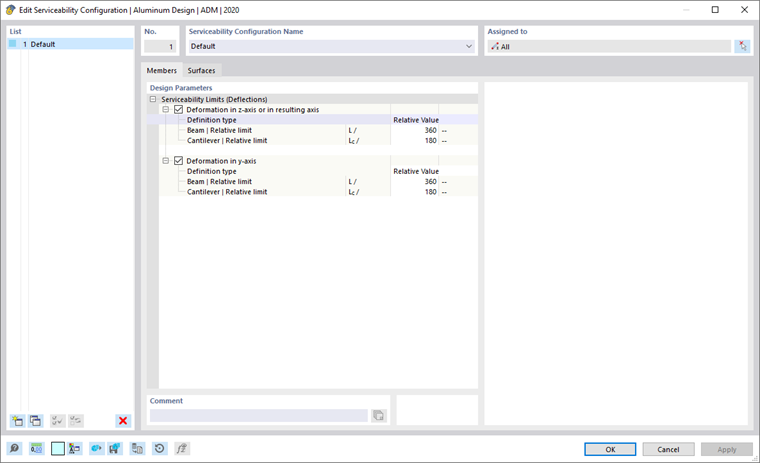 Dialog Box "Edit Serviceability Configuration", Tab "Members"