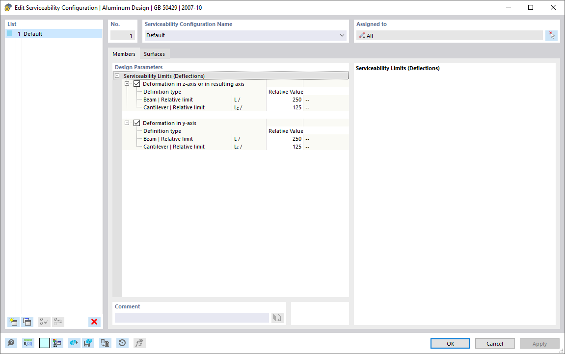 Dialog Box "Edit Serviceability Configuration", Tab "Members"