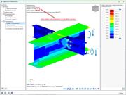 Window "Results in Steel Joint", analyzing results of a load combination