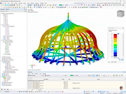 Roof deformation analyzed in RSTAB shows load distribution and structural behavior. ©ALS Adelmann-Landgraf-Schäfer