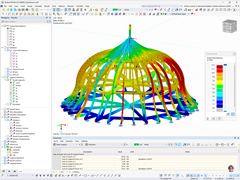 Roof deformation analyzed in RSTAB shows load distribution and structural behavior. ©ALS Adelmann-Landgraf-Schäfer