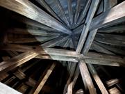 Existing roof structure with characteristic structural elements in a technical display