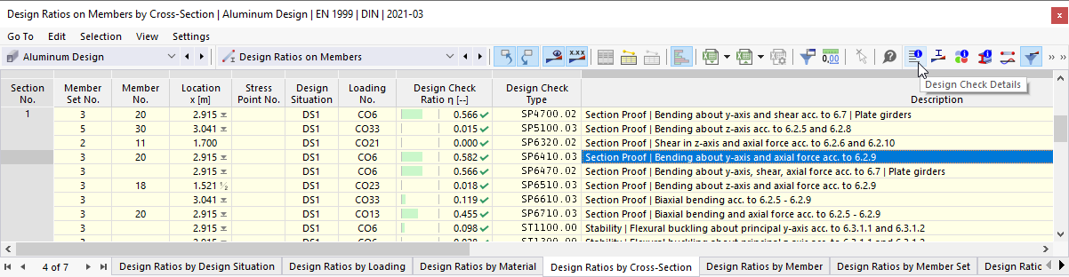 Button "Design Check Details" in Table Toolbar