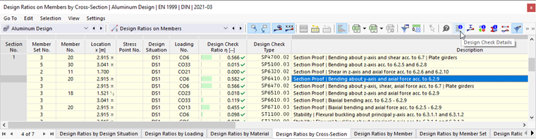 Button "Design Check Details" in Table Toolbar