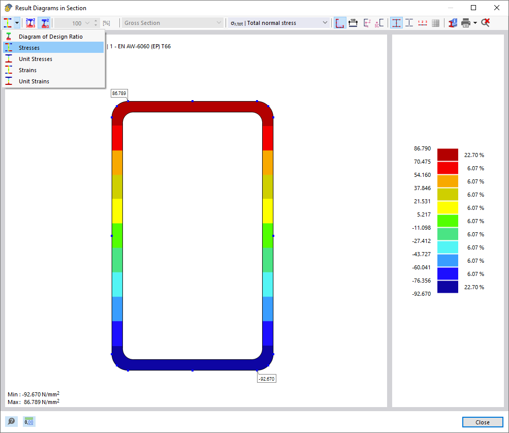 Displaying Stresses in Cross-Section