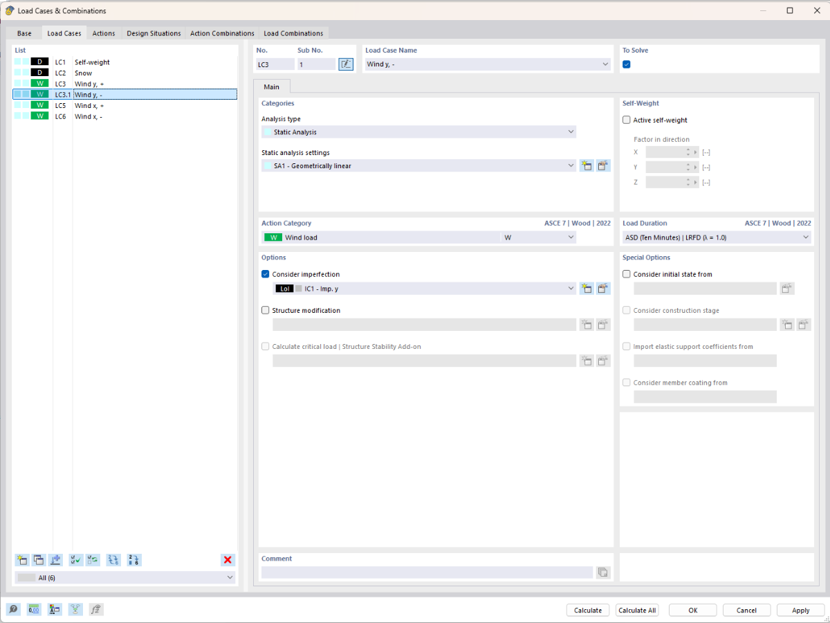 Display of load cases and sub-load cases grouped together for better organization and clarity.