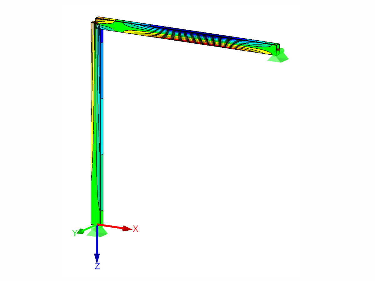 RFEM results – Stress distribution along the curved beam