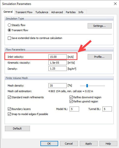 Inlet Velocity Input in RWIND