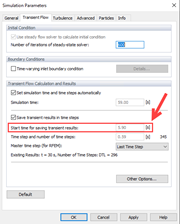 Start Time for Saving Transient Results