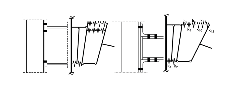 Structural model demonstrating endplate and top-and-seat angle connections following Eurocode 3 Annex J.