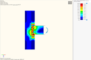 Analysis showing equivalent stresses and plastic strain on a flush end plate.