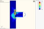 The image displays the distribution of equivalent stresses and plastic strain in a top seat and double web cleat connection configuration in a steel structure.