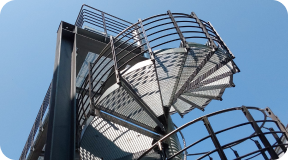 3D model of a steel staircase designed for the Evangelical Church by SAGBO ENGINEERS.