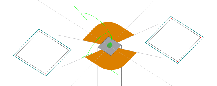 Control perimeter around a column, taking into account two openings
