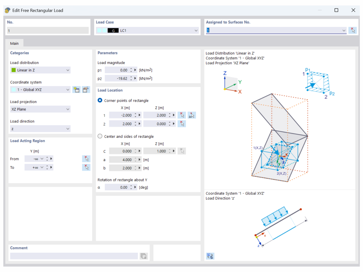 Free Rectangular Load definition in RFEM 6