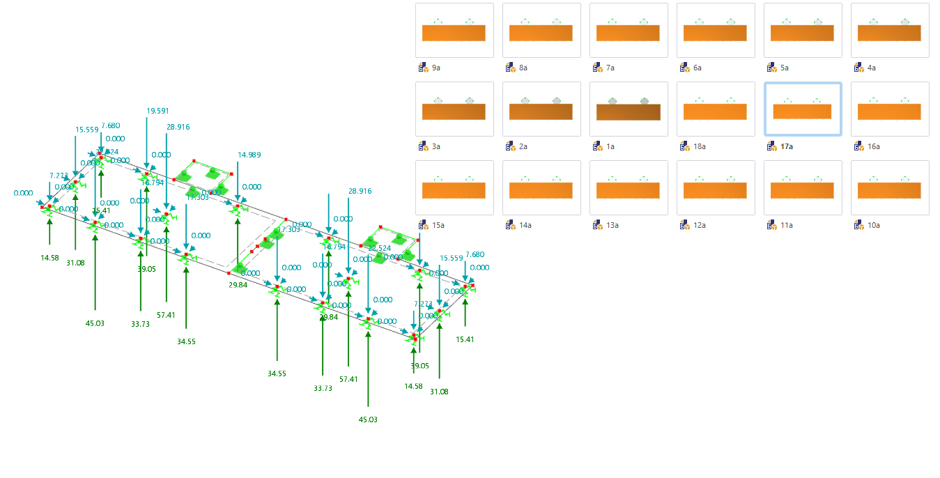 Transfer of support reactions between storeys for lateral support conditions.