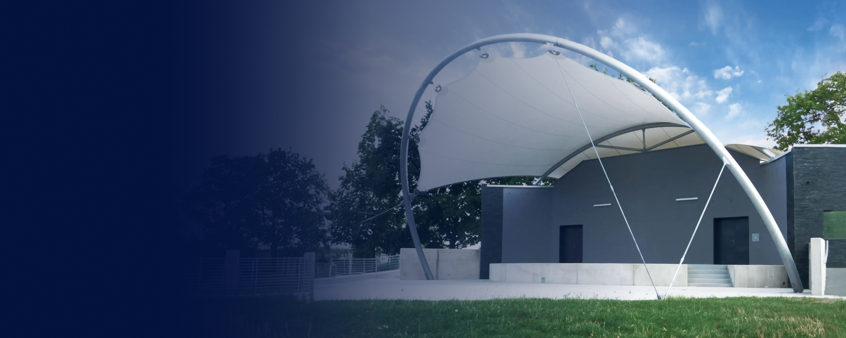 Amphitheater Benedikt in Most covered with a special membrane structure by Carl Stahl.