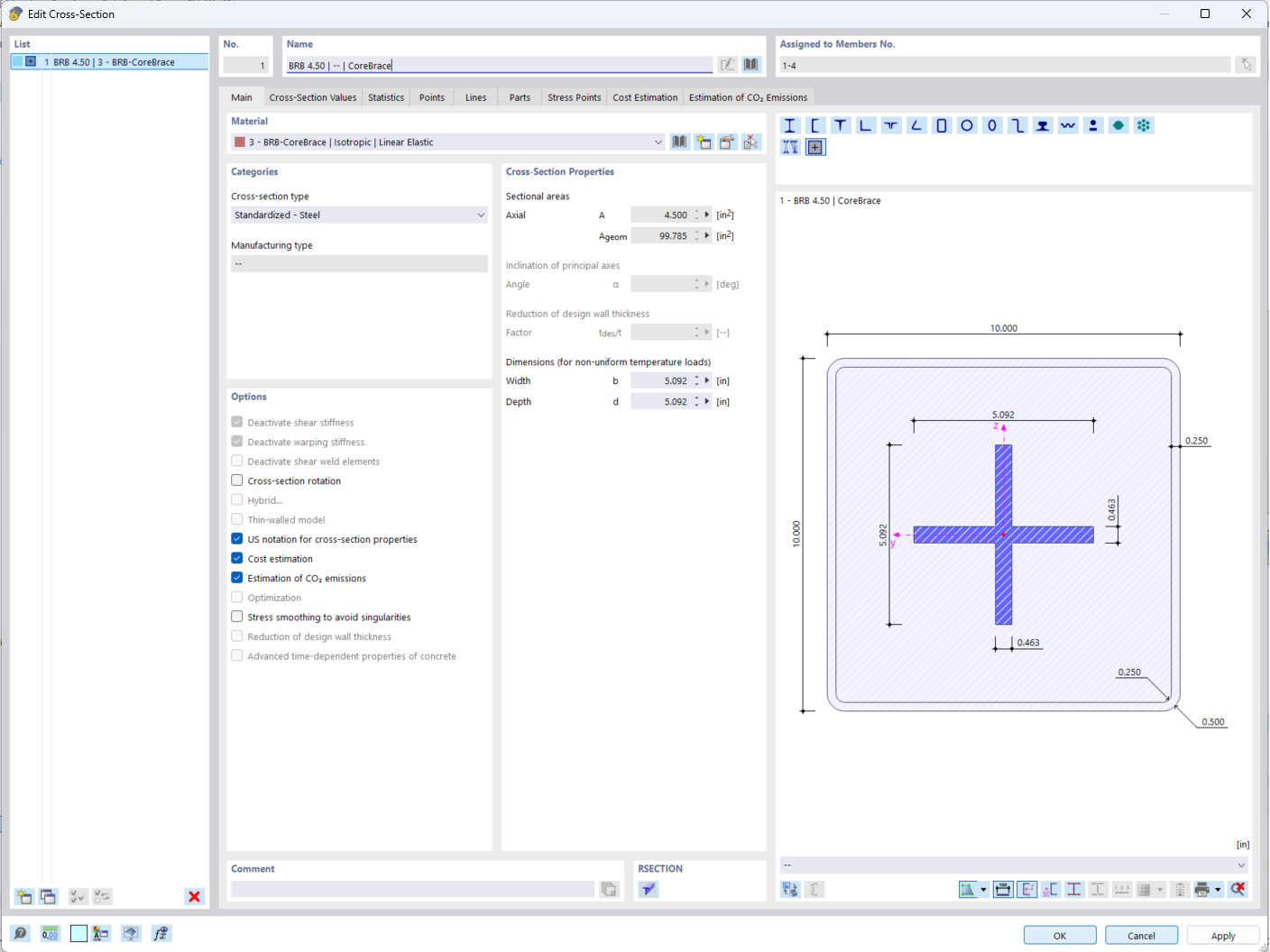 Composite cross-sections (BRB composite sections)