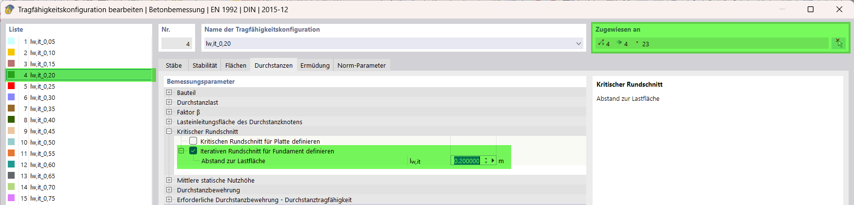 Manual Definition of Distance to Load Application Area