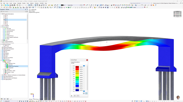 3D model of a prestressed pedestrian and cycle bridge over the Jizera River in RFEM 6 software