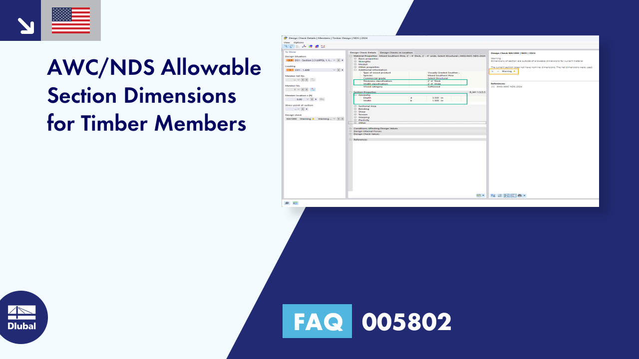 FAQ 005802 | AWC/NDS Allowable Section Dimensions for Timber Members