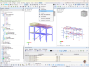 Display of two windows in RFEM 6 showing load case loading and axial forces side by side.