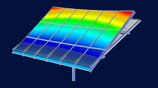 Image showing a detailed view of a solar tracker structure, highlighting its components and mounting systems.