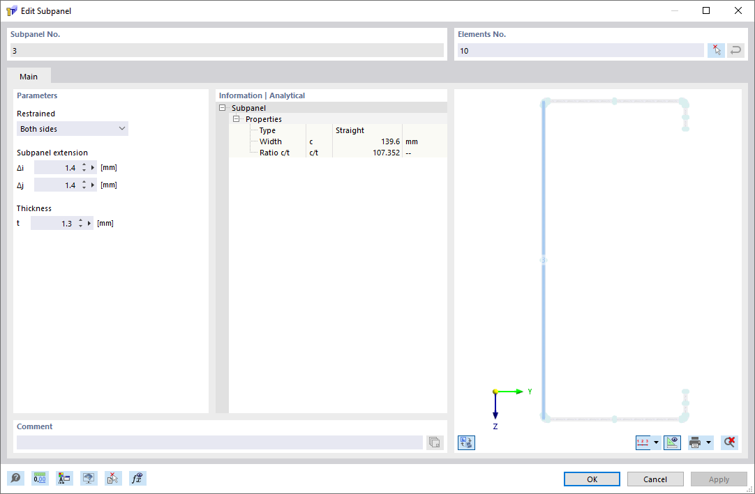 Dialog 'Edit Single panel'