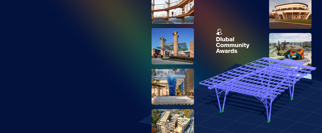 Promotional banner for the Dlubal Community Awards 2026, inviting engineers globally to display their RFEM 6 projects.