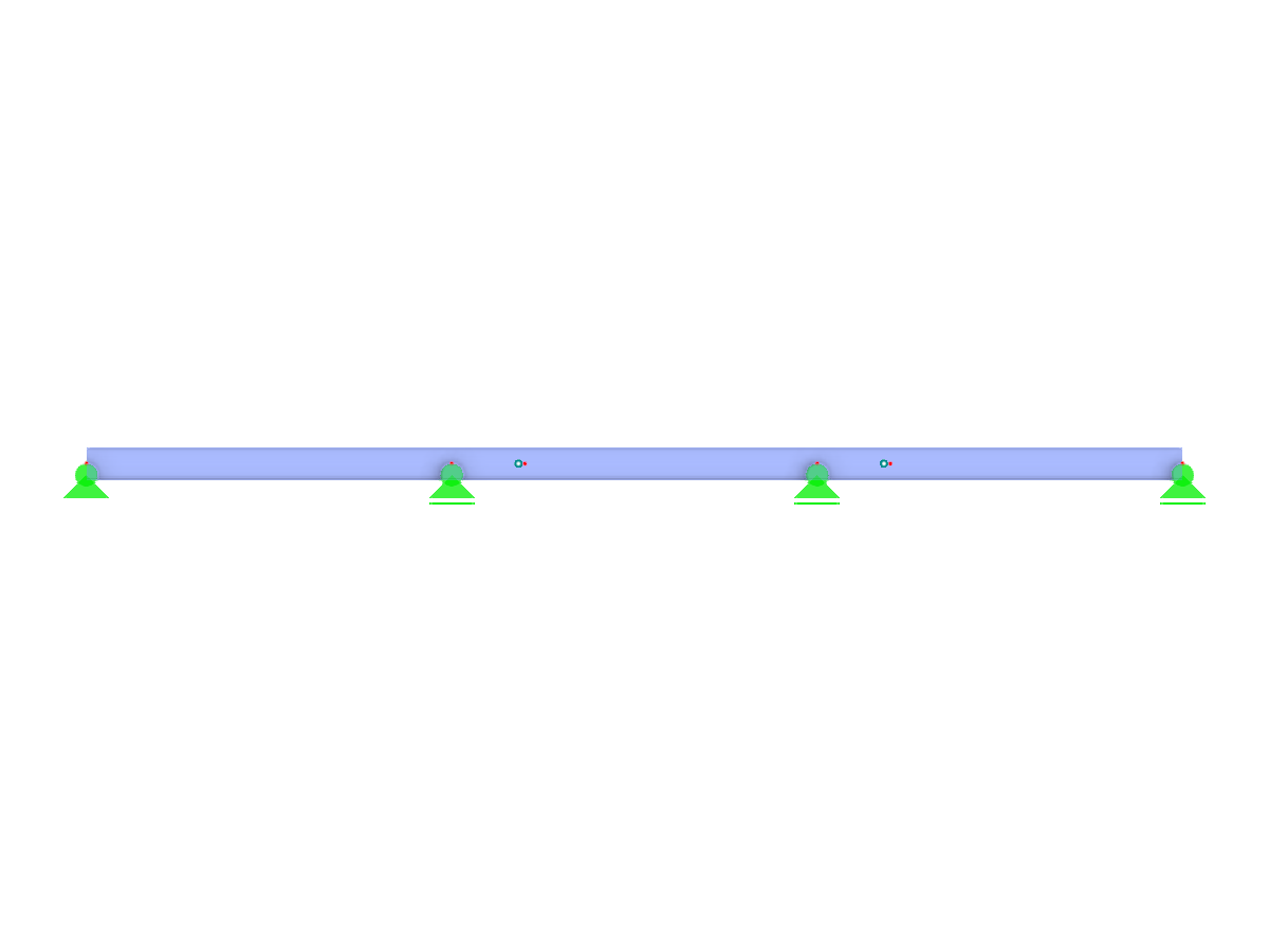 Continuous beam featuring one bay without a hinge and subsequent bays with inserted hinges, resembling a Gerber beam structure.