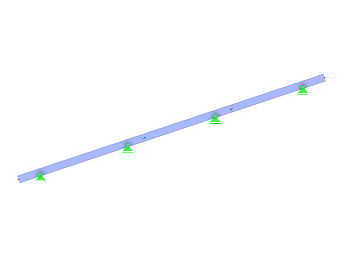 This diagram illustrates an inclined Gerber beam featuring a continuous structure with inserted hinges, the first bay lacking a hinge and others including overhanging ends.
