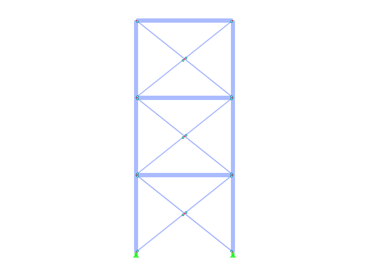 X-bracing system for a steel structure with varying story heights and adjustable floor levels.