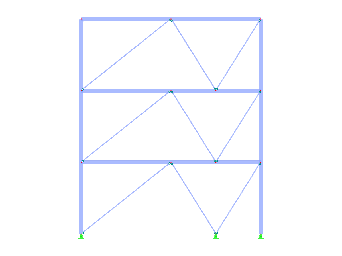 An engineering model showing a bracing system for variable-height steel structures with multiple floors.