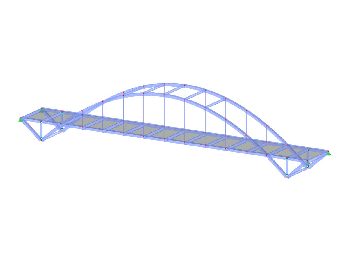 A through-tied arch bridge featuring braced twin arches for enhanced stability and structural integrity.