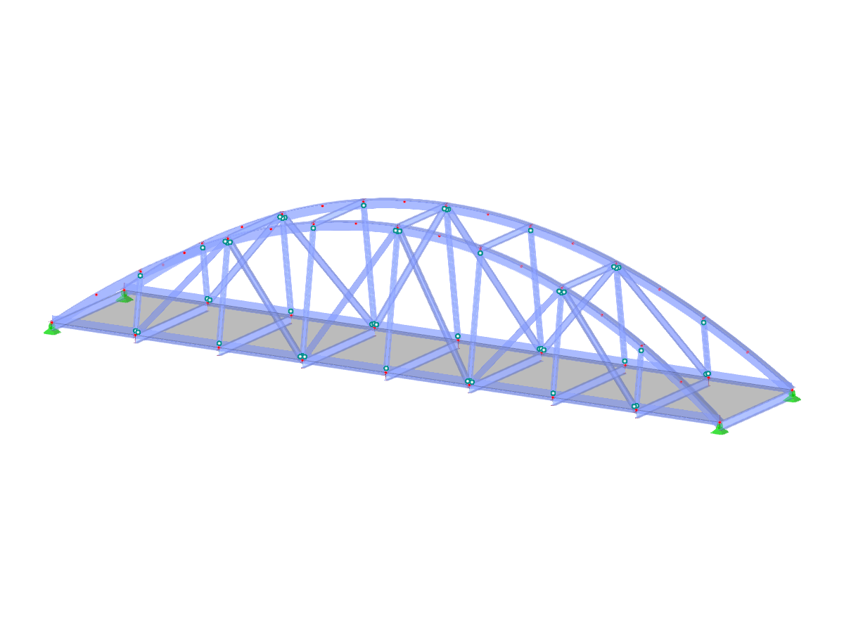 Basket-handle through-truss bridge featuring parabolic top chords and tilted side trusses for enhanced structural aesthetics.