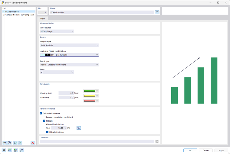 Sensor value definition with value source 'RFEM | Individual'