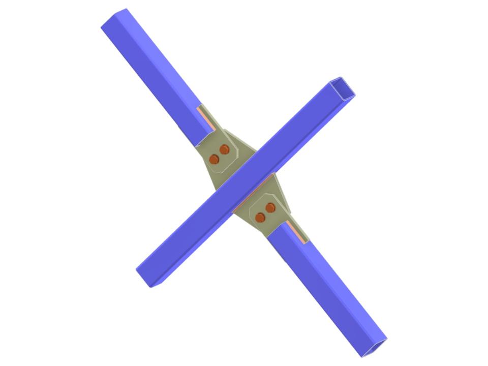 Model 006226 | Bracing X-Joint | Diagonal to Diagonal Connection via Gusset Plate and Tongue Plate