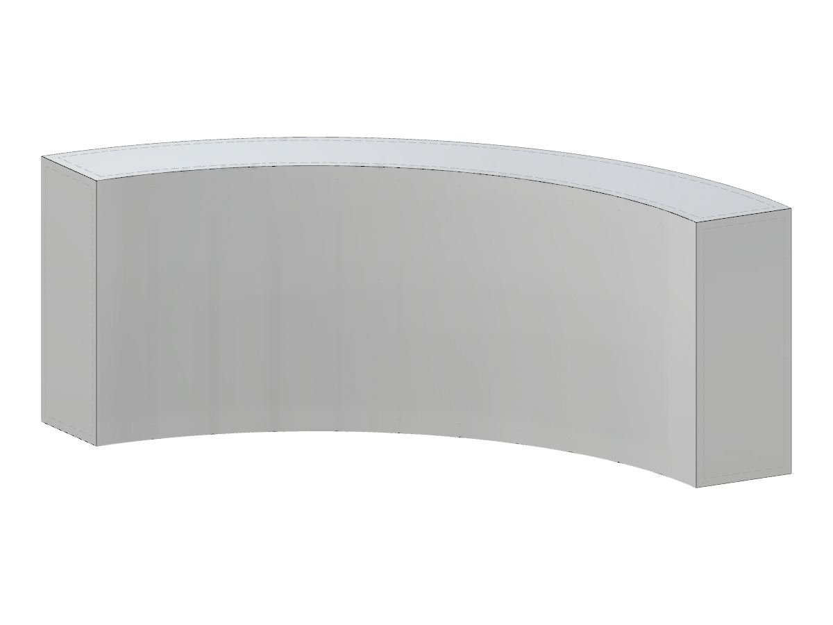 Curved solid structure with varying radius and degree showcased in a detailed engineering model.