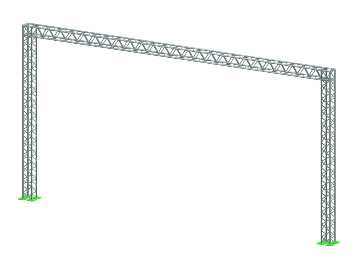 A rectangular aluminum stage truss structure commonly used in event settings for rigging light and sound equipment.